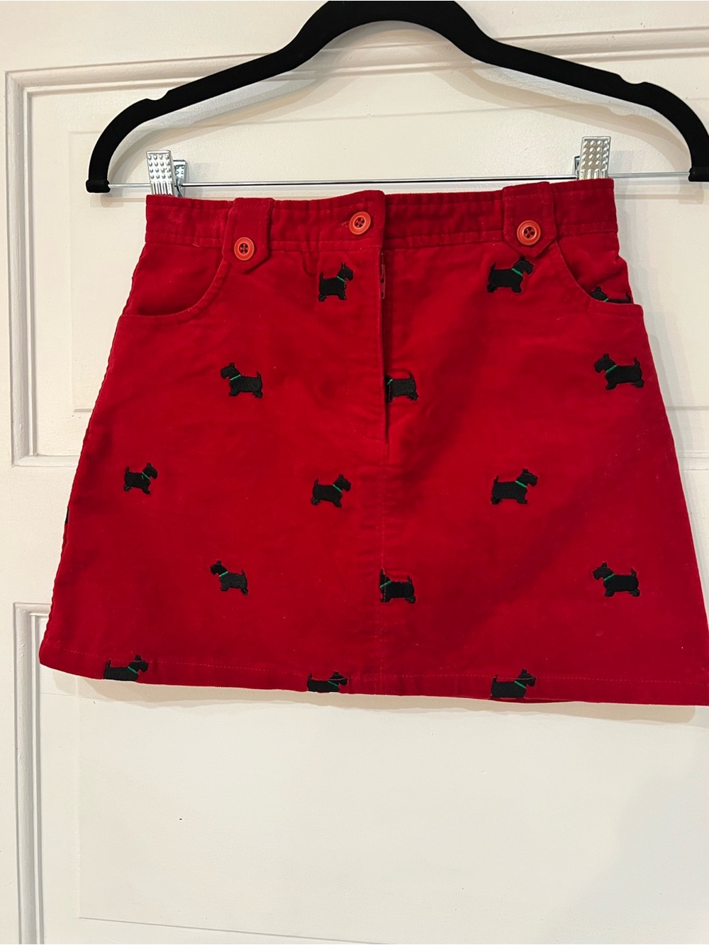 Lilly Pulitzer Girls Red Scottie Dog Embroidered Skirt Size 10 Holiday Christmas